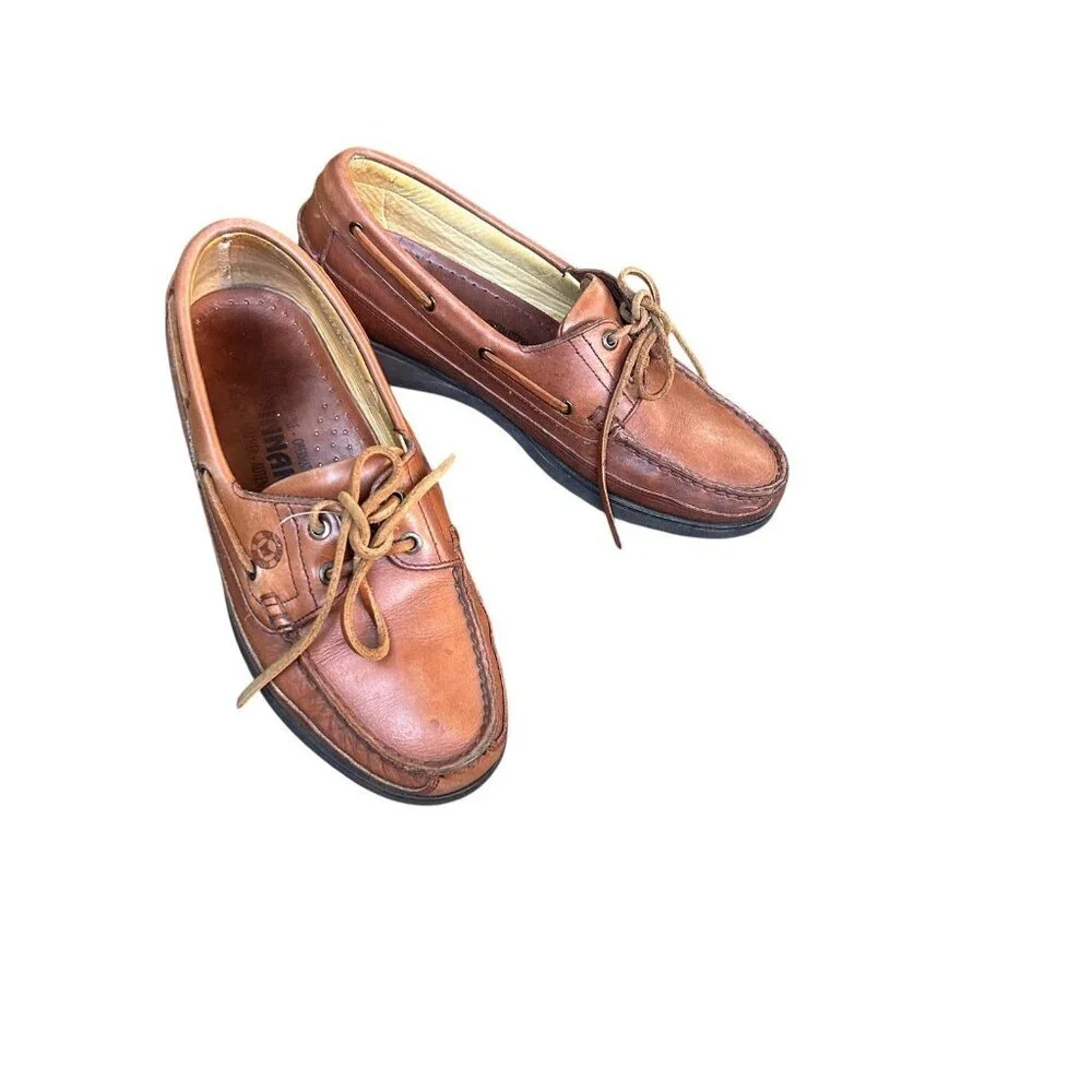 Mephisto Men's Spinnaker Brown Leather Boat Shoes Size 8.5 US